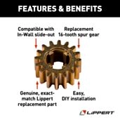 Lippert Replacement In-Wall RV Slide-Out 16-Tooth Spur Gear