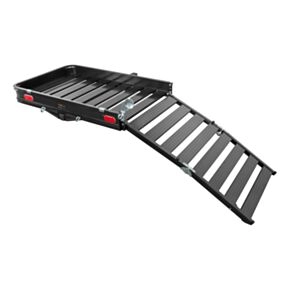 CURT 50&quot; x 30&quot; Black Aluminum Hitch Cargo Carrier with Ramp (Folding 2&quot; Shank) #18112