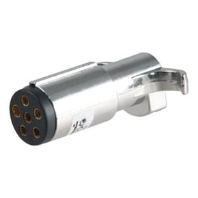 CURT 6-Way Round Connector Plug (Trailer Side, Chrome Plastic) #58120