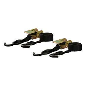 CURT 10&#039; Black Cargo Straps with S-Hooks (500 lbs, 2-Pack) #83009