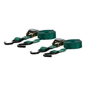 CURT 15&#039; Dark Green Cargo Straps with S-Hooks (300 lbs, 2-Pack) #83015
