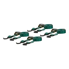 CURT 16&#039; Dark Green Cargo Straps with S-Hooks (300 lbs, 4-Pack) #83016