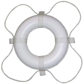 Taylor Made Vinyl Coated Foam Life Ring with White Grab Lines, White (24&quot;) #361