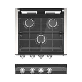 Furrion 3-Burner Gas RV Cooktop with Glass Cover - 20&quot; Black, Push-Button #FGH3Z25-BL