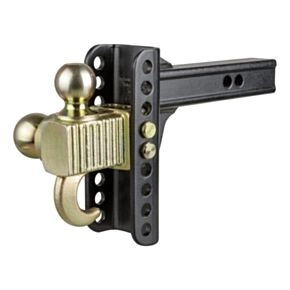 CURT Adjustable Channel Mount with Hook &amp; Step Dual-Ball - 2&quot; Shank, 14K, 6&quot; Drop #45904
