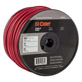 CURT Automotive Primary Wire, Red 500-Foot Trailer Wiring Spool, 60-Volt, 12-Gauge #57037