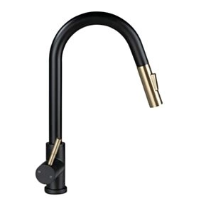Flow Max™ Bullet Pull-Down Kitchen Faucet - Black Matte / Satin Bronze #2024000071