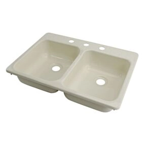 Double Kitchen/Galley Sink;  25” x 17 ” x 7&quot; (Parchment)