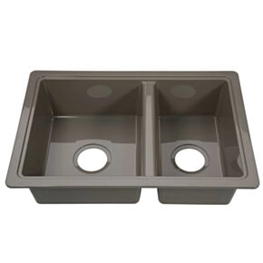 Lippert RV Double Kitchen Galley Sink - 25&quot; x 17&quot; x 6.6&quot; Stainless Steel Color ABS Plastic