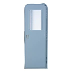 Right Hinge RV Radius Entry Door with Screen Door with Drip Cap &amp; Threshold - Polar White
