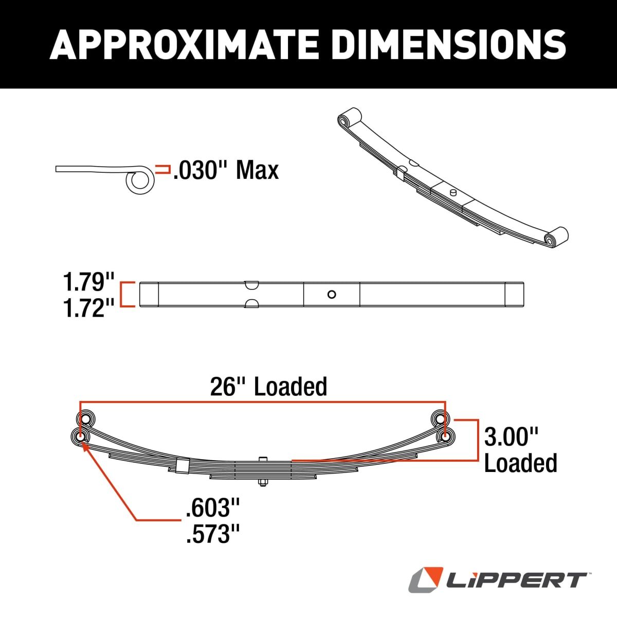 Trailer Leaf Spring, 5 Leaf 3000lb Capacity Double Eye Leaf