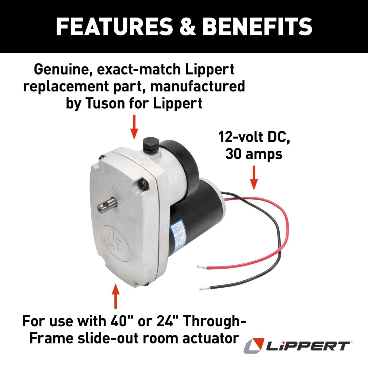 Lippert Replacement Through-Frame Slide-Out 18:1 Tuson Motor