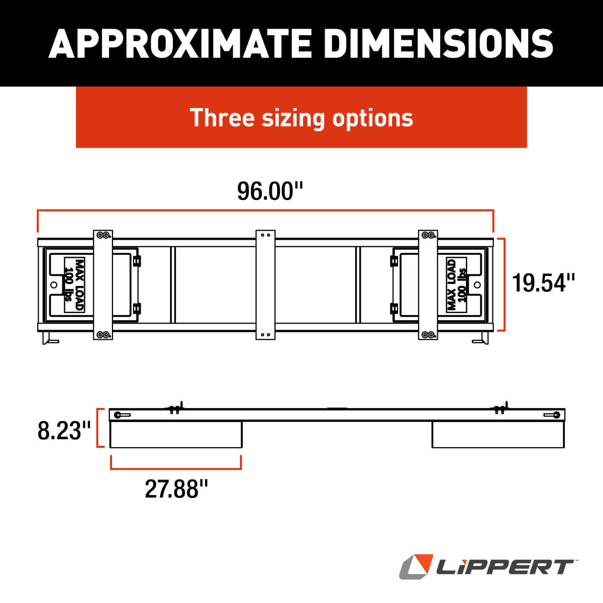 Lippert RV Underchassis Standard Double Bin Storage System - 96
