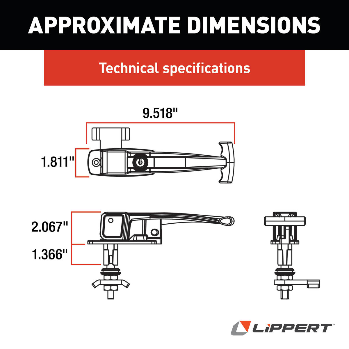 Lippert Compression Latch with Key Locking Plug - Silver #180753