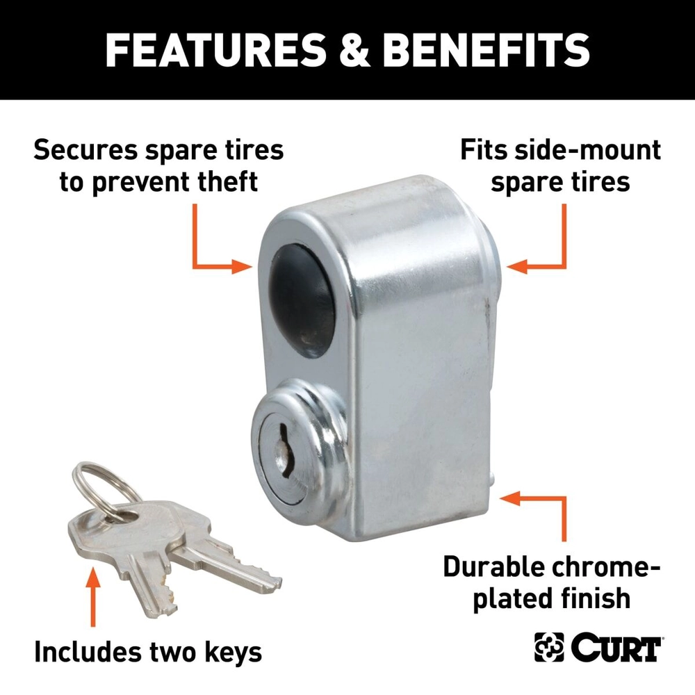 CURT Spare Tire Lock (Chrome) #23562 | Lippert