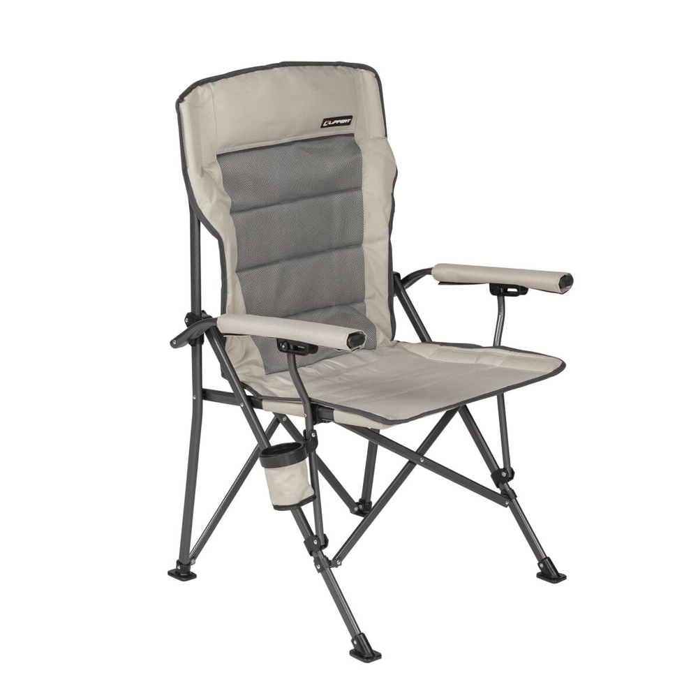 Heavy-duty outdoor folding camping chair with armrests and carry