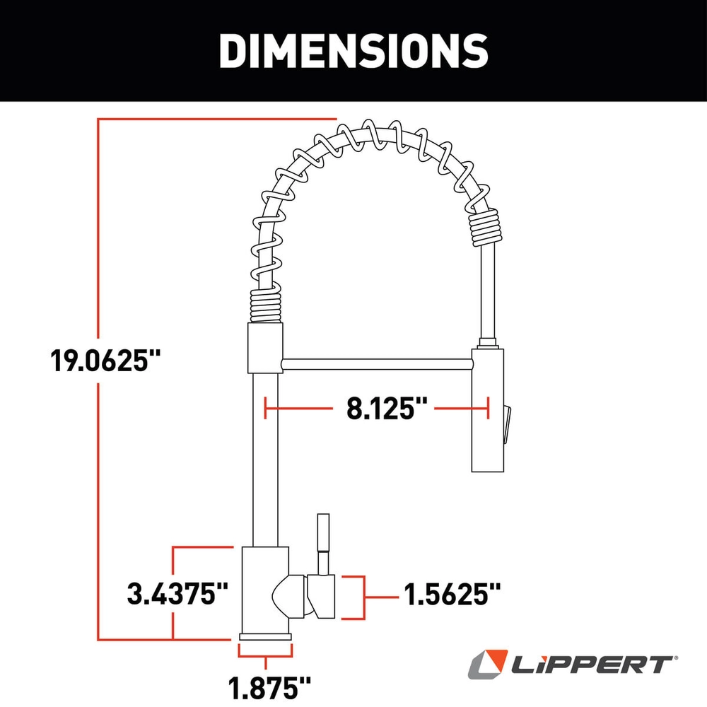 Lippert Flow Max™ Coiled Kitchen Faucet - Black/Stainless Steel