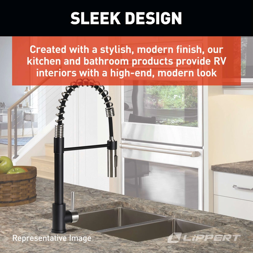 Lippert Flow Max™ Coiled Kitchen Faucet - Black/Stainless Steel