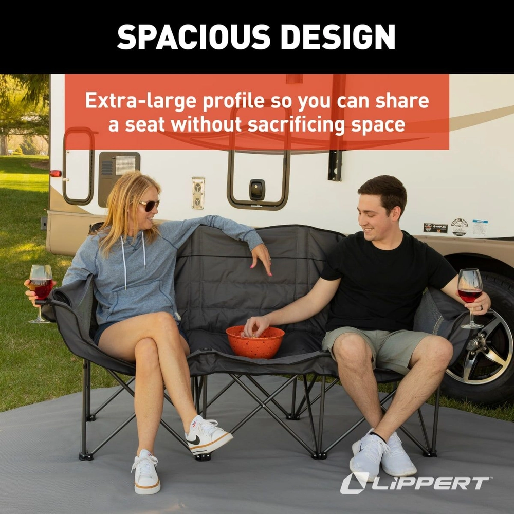 Shop Lippert Campfire Folding Couch - Dark Grey | Lippert