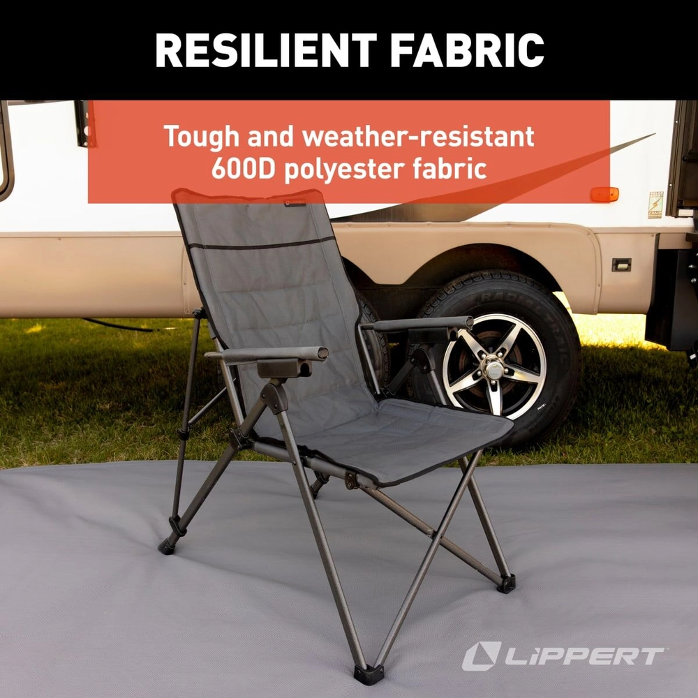 Shop Lippert Sun Soaker™ Reclining Camping Chair - Dark Grey | Lippert Shop Lippert Sun Soaker™ Reclining Camping Chair - Dark Grey | Lippert