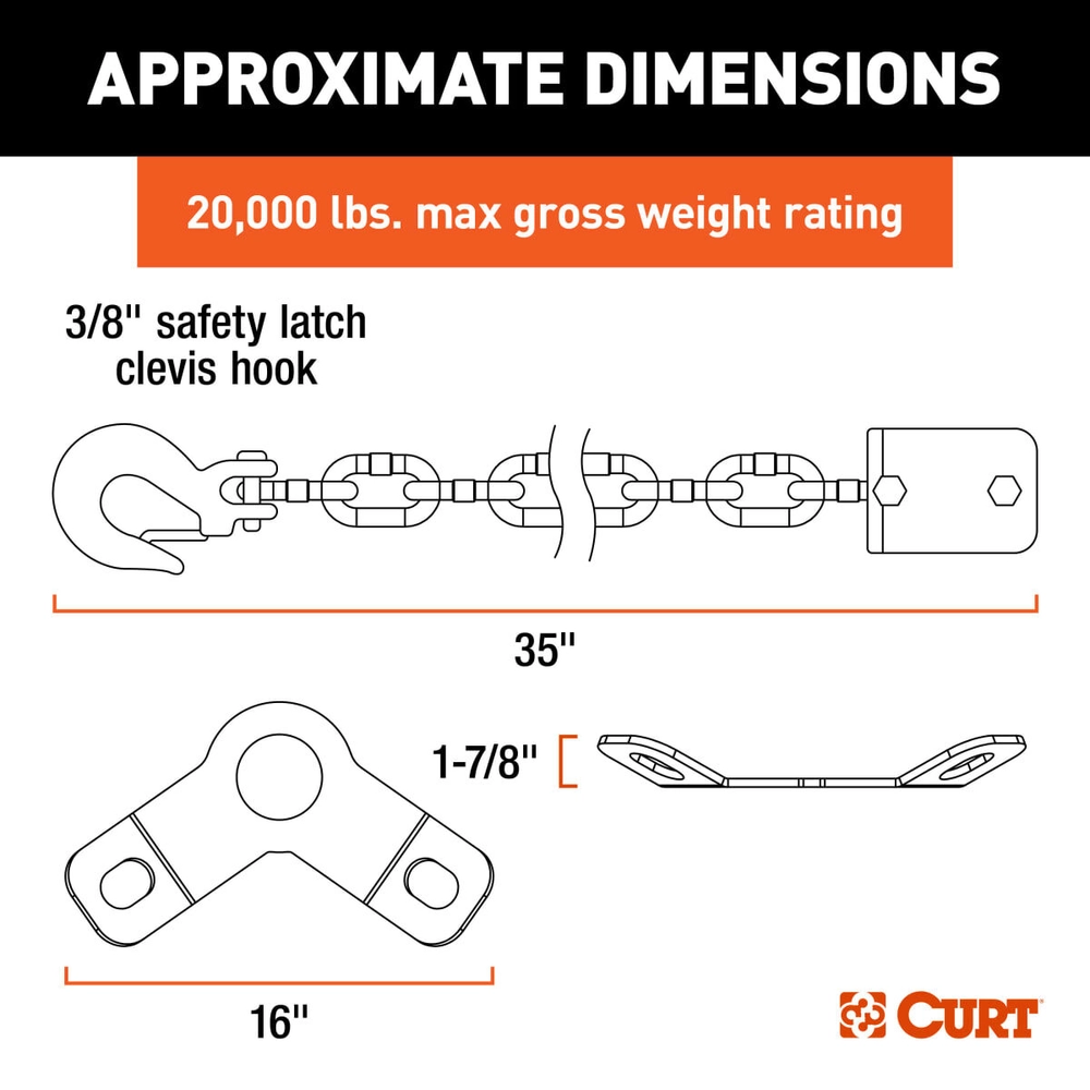 Shop CURT 16614 CrossWing 5th Wheel Safety Chain Assembly with
