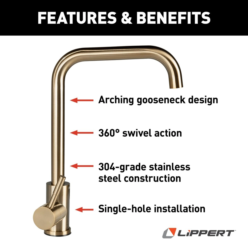 Flow Max™ Square Gooseneck Faucet - Satin Bronze #2024000066 | Lippert