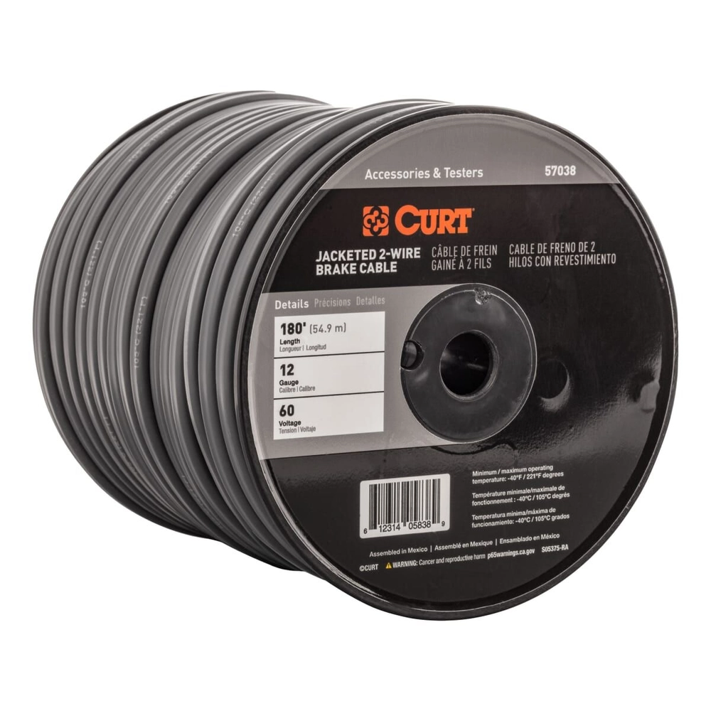 CURT 2-Wire Jacketed Trailer Brake Cable, 180' #57038