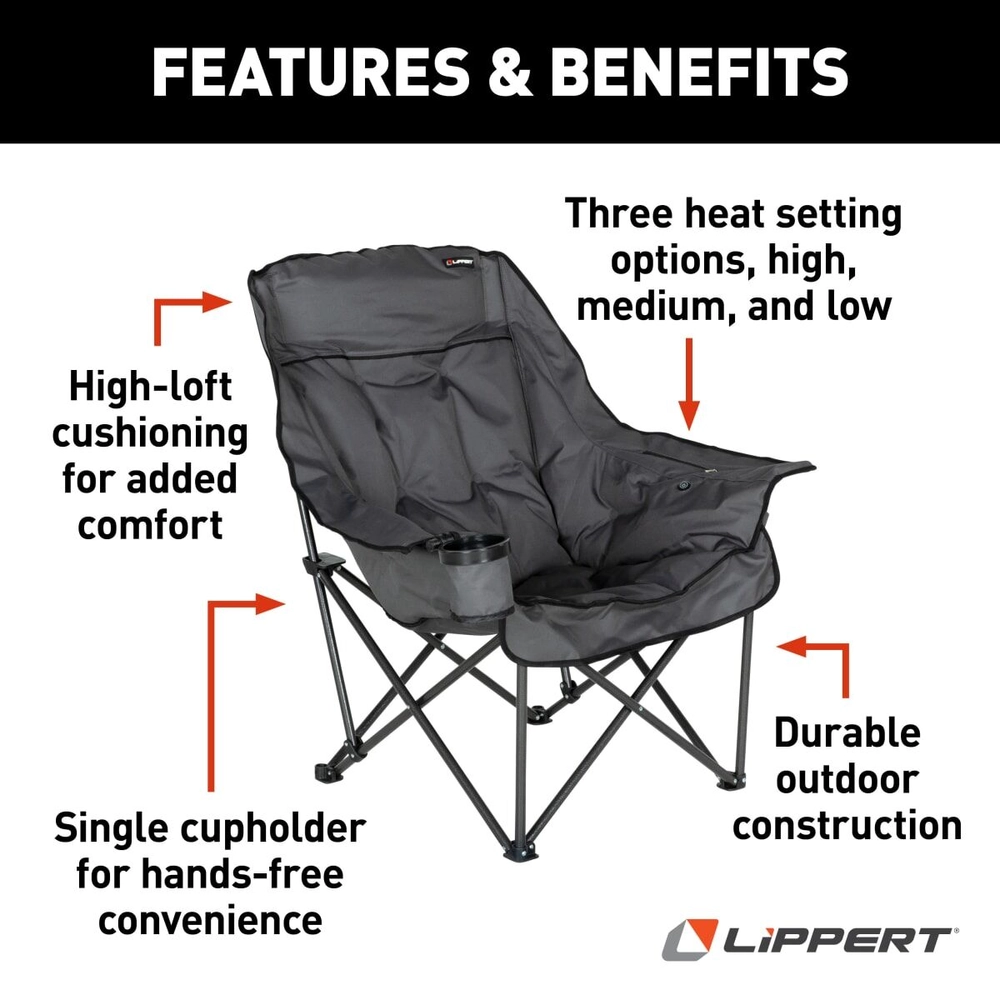 Lippert Big Bear Heated Chair - Dark Grey #2024043334 | Lippert