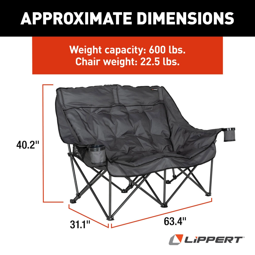 Lippert Big Bear Heated Folding Loveseat - Dark Grey #2024043335