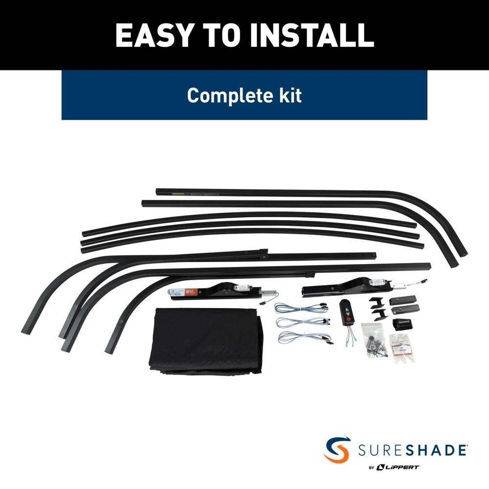 SureShade Pontoon Power Bimini Top - Black Anodized Frame, Black