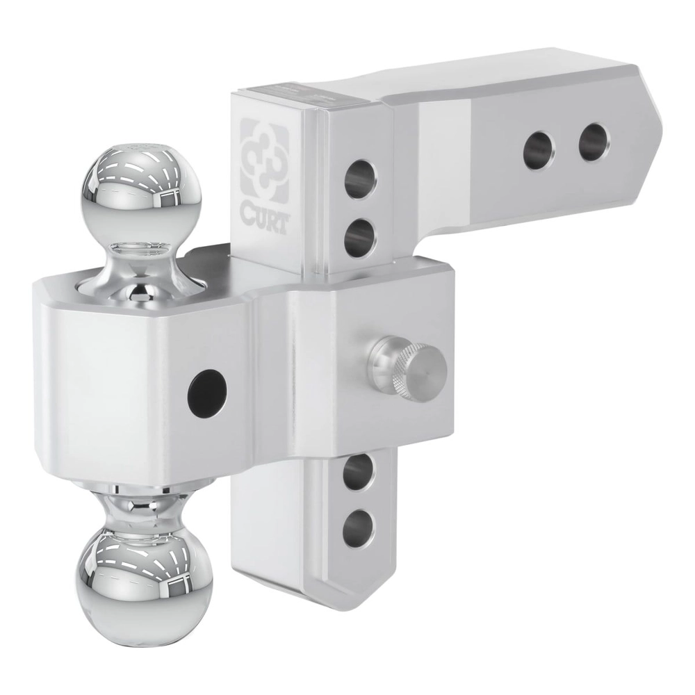 CURT AlumaLite Adjustable Aluminum Trailer Hitch with Dual Ball, 6" Drop, 12,500 lbs. GTW, 2" & 2-5/16" Balls, 2-1/2" Shank #45385
