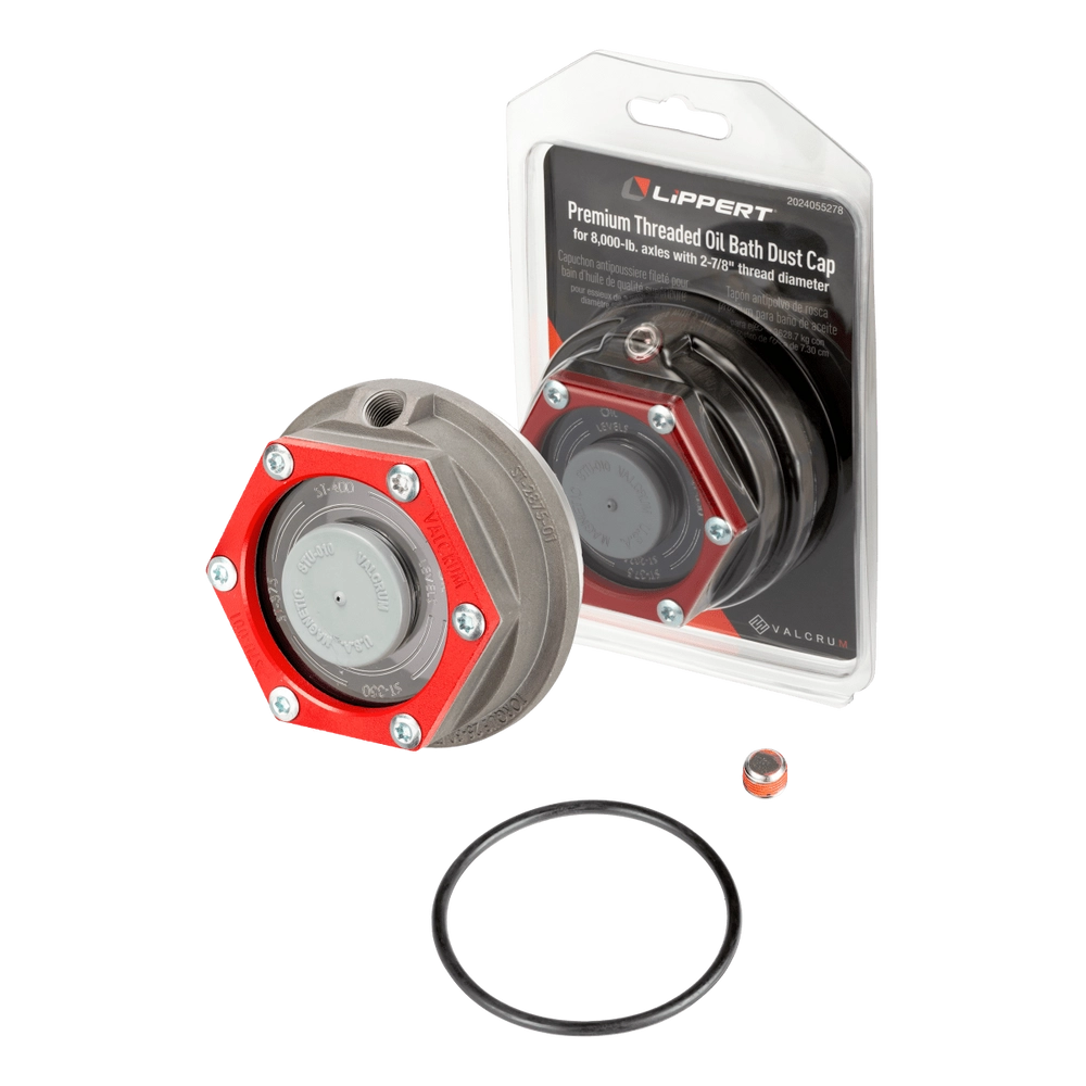 Lippert Premium Threaded Dust Cap with Rubber Plug & O-Ring - 2-7/8" Diameter, 8,000-lb. Axles, Oil Lube #2024055278