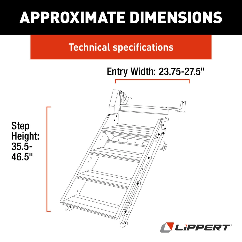 Lippert Solid Step® 4.0 Premium RV Steps with Lift Assist - Quad Lippert Solid Step® 4.0 Premium RV Steps with Lift Assist - Quad