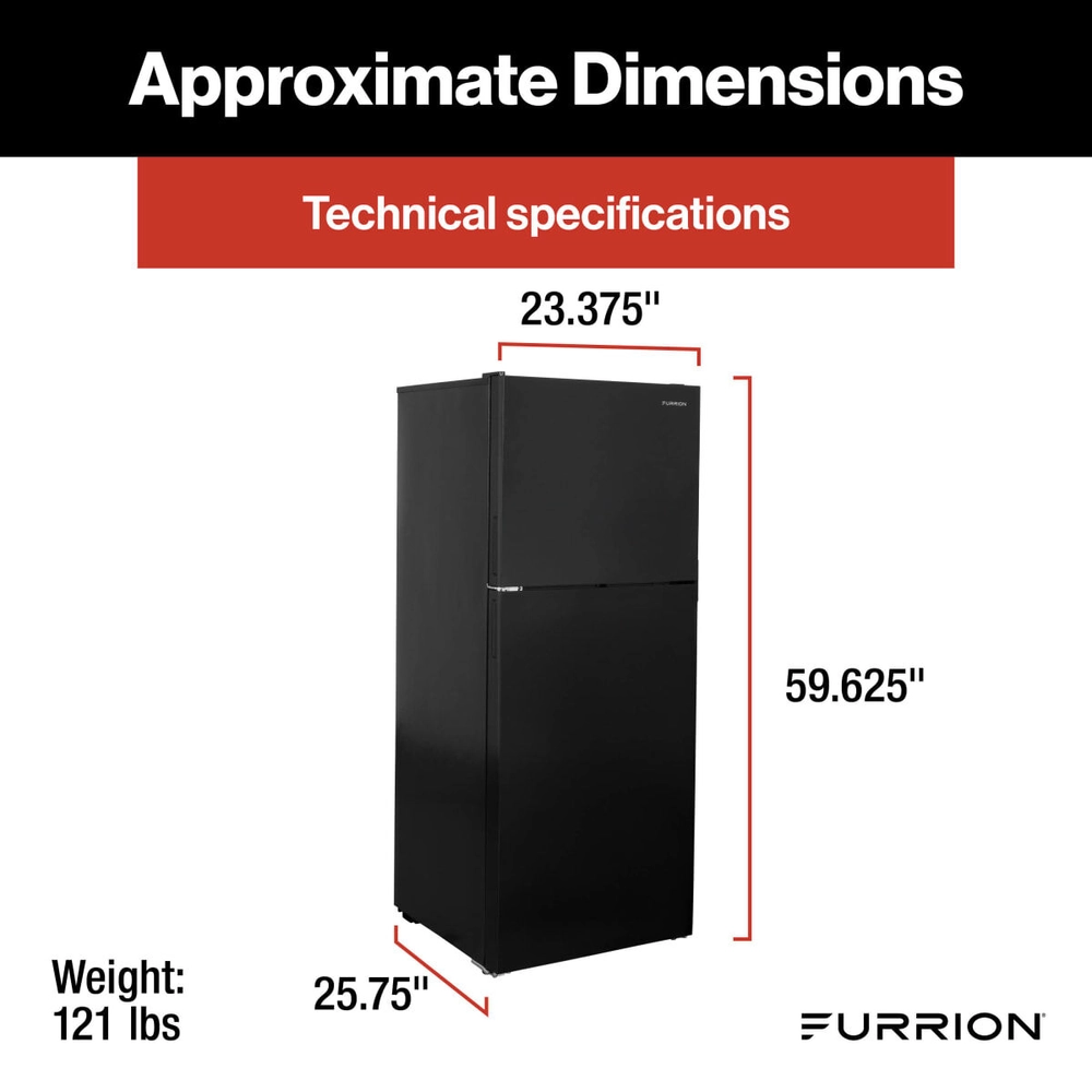 Furrion RV Refrigerator - 12V, 10.6 cu. ft., Black Glass Finish