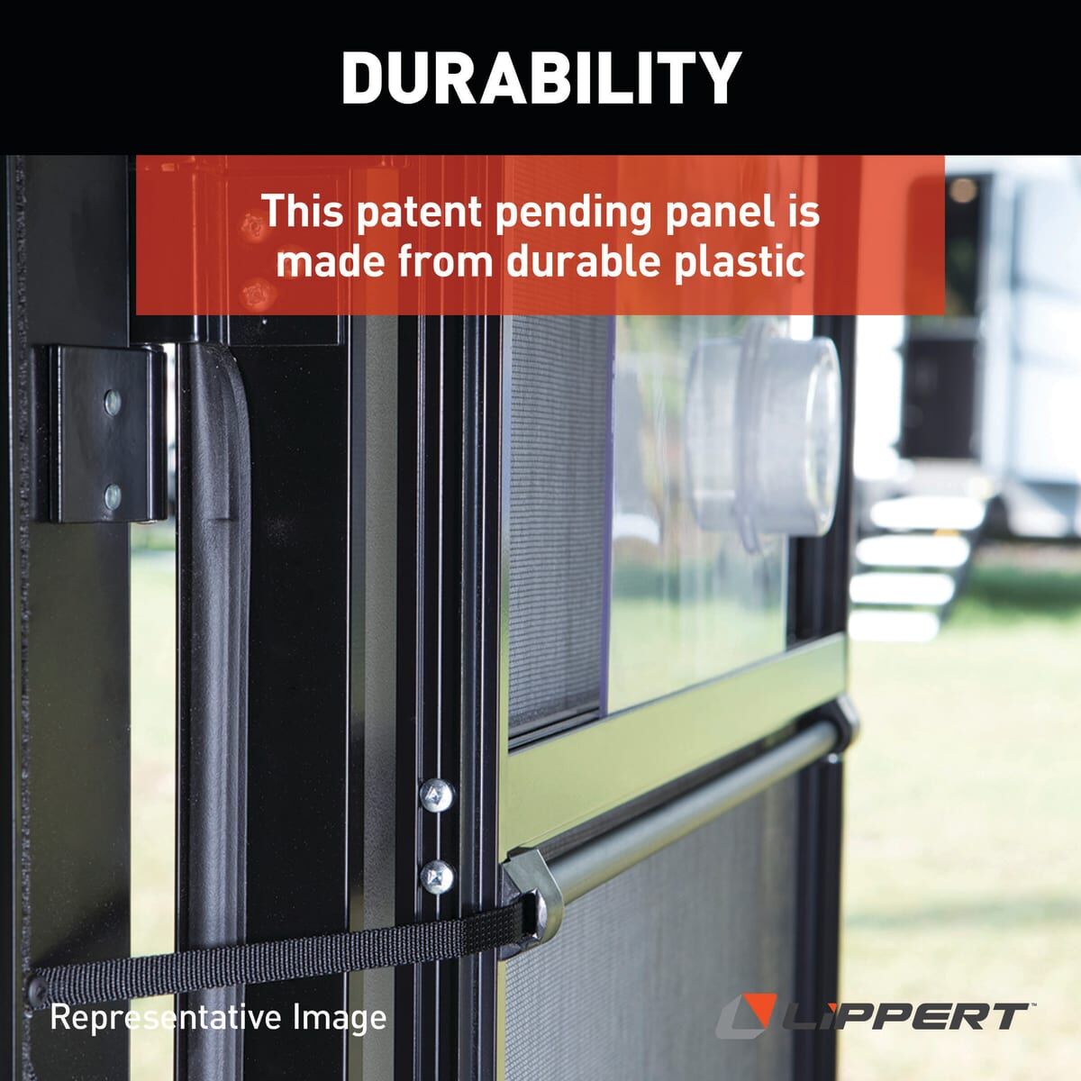 Lippert RV Screen Door Slider Panel with Push-Down Knob Opener