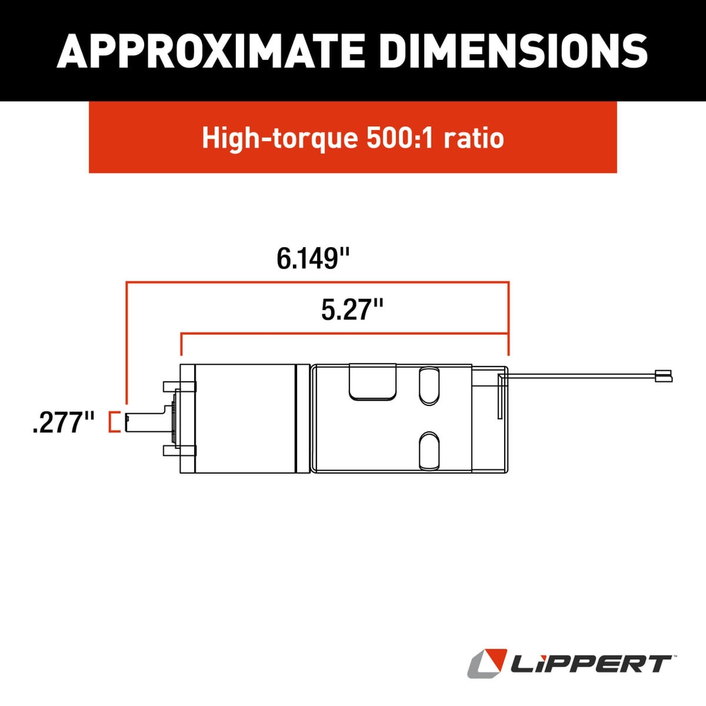 Lippert Replacement In-Wall Slide-Out High-Torque 500:1 Motor