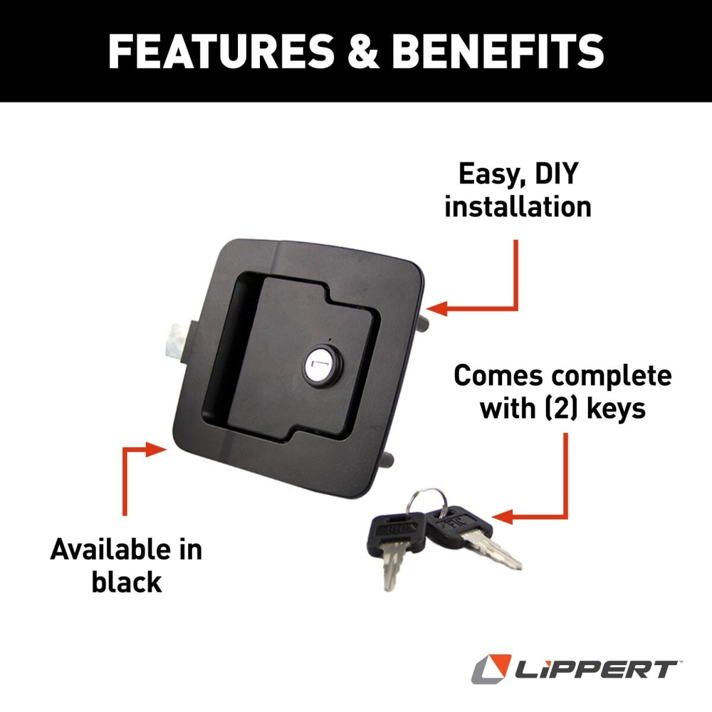 Lippert RV Baggage Door Lock with Global Latch - Black #346693