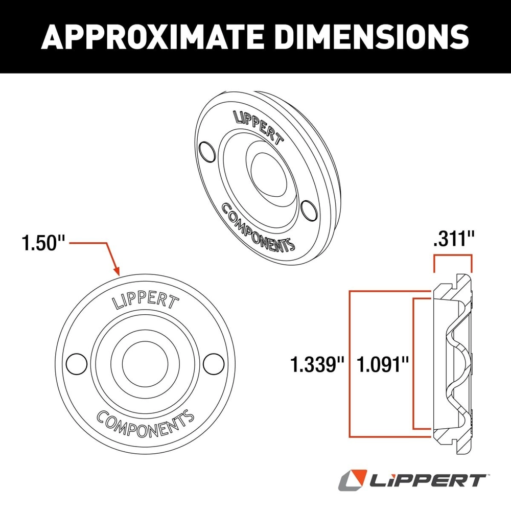 Lippert Universal Rubber Plug Insert for Axle Hub Dust Cap - 2,200