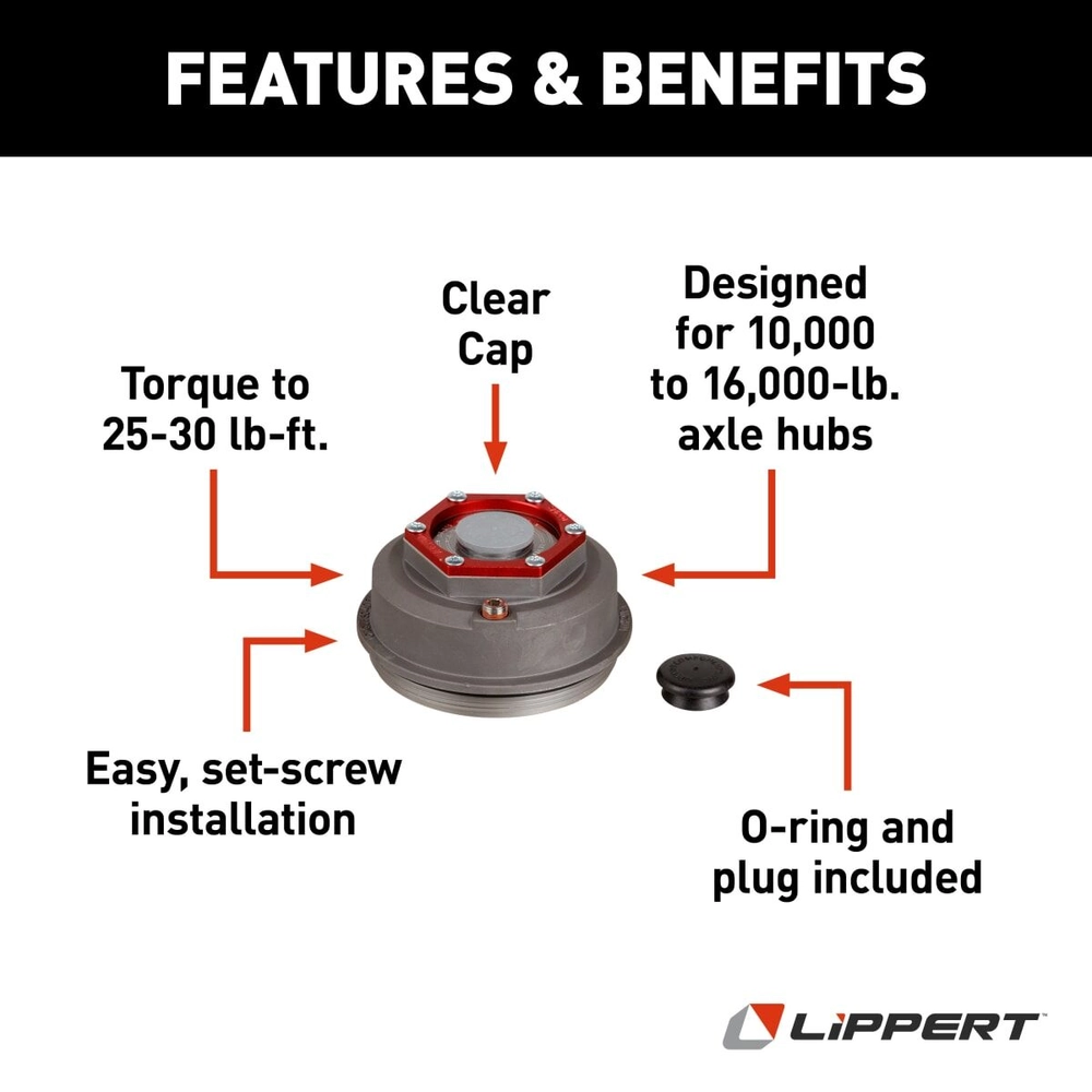 Lippert Premium Threaded Dust Cap with Rubber Plug & O-Ring - 4
