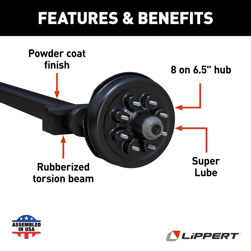 Lippert 7,000-lb. Torsion Trailer Axle - Electric Brakes, 94