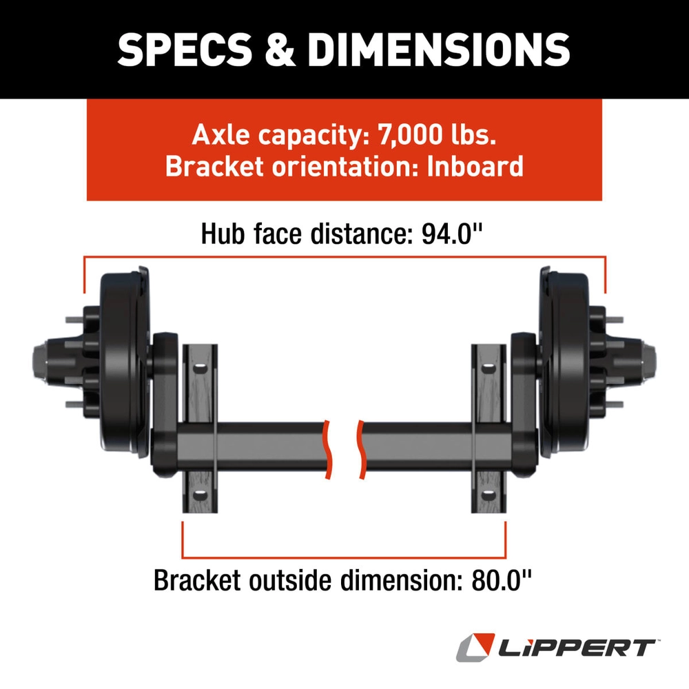 エレクトーレ Lippert 7,000-lb. Torsion Trailer Axle - Electric Brakes, 94