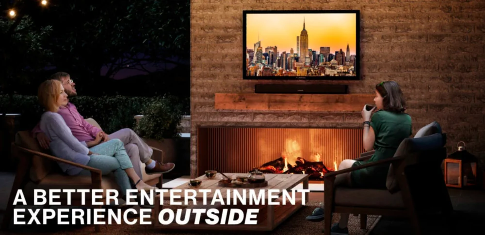 Outdoor Patio with TV and fireplace