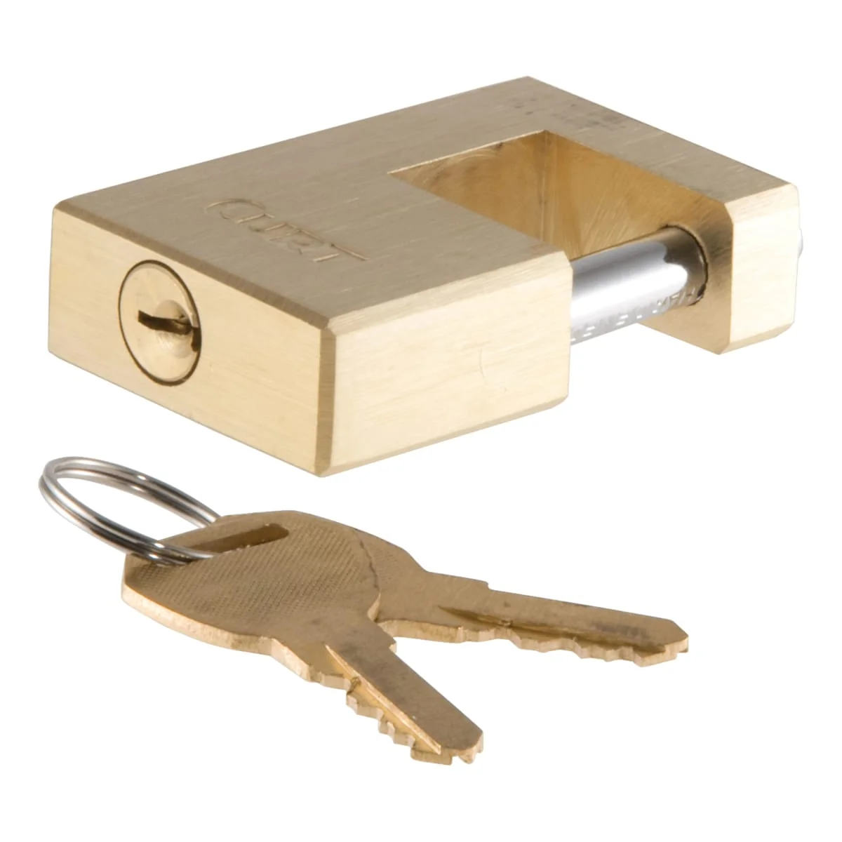 CURT Coupler Lock (1/4&quot; Pin, 3/4&quot; Latch Span, Padlock, Solid Brass) #23546