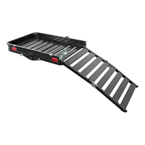 CURT 50&quot; x 30&quot; Black Aluminum Hitch Cargo Carrier with Ramp (Folding 2&quot; Shank) #18112