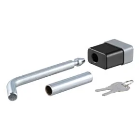 CURT 1/2&quot; Hitch Lock with 5/8&quot; Adapter (1-1/4&quot; or 2&quot; Receiver, Deadbolt, Chrome) #23024