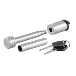 CURT 1/2" Hitch Lock with 5/8" Adapter (1-1/4" or 2" Receiver, Barbell, Stainless) #23517