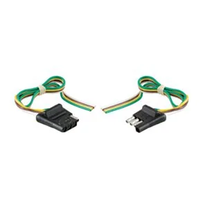 CURT 4-Way Flat Connector Plug &amp; Socket with 12&quot; Wires Each (Packaged) #58304