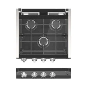 Furrion 3-Burner Gas RV Cooktop with Glass Cover - 20&quot; Black, Push-Button #FGH3Z25-BL
