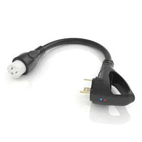Furrion Pigtail Adapter - 15A Connector to 30A Plug, Black #FP1530R-SB