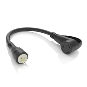 Furrion Pigtail Adapter - 30A Connector to 15A Plug, Black #FP3015R-SB
